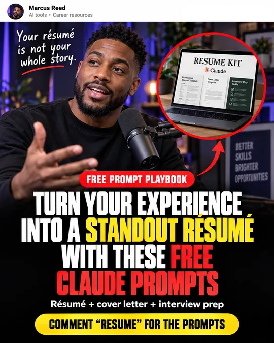 Example lead post: Turn your experience into a standout résumé with these free prompts. Comment RESUME for the prompts.
